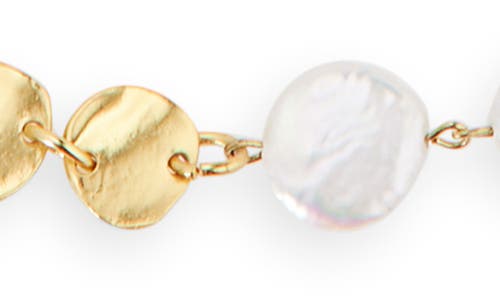 Karine Sultan Mini Coin & Pearl Station Necklace In Gold
