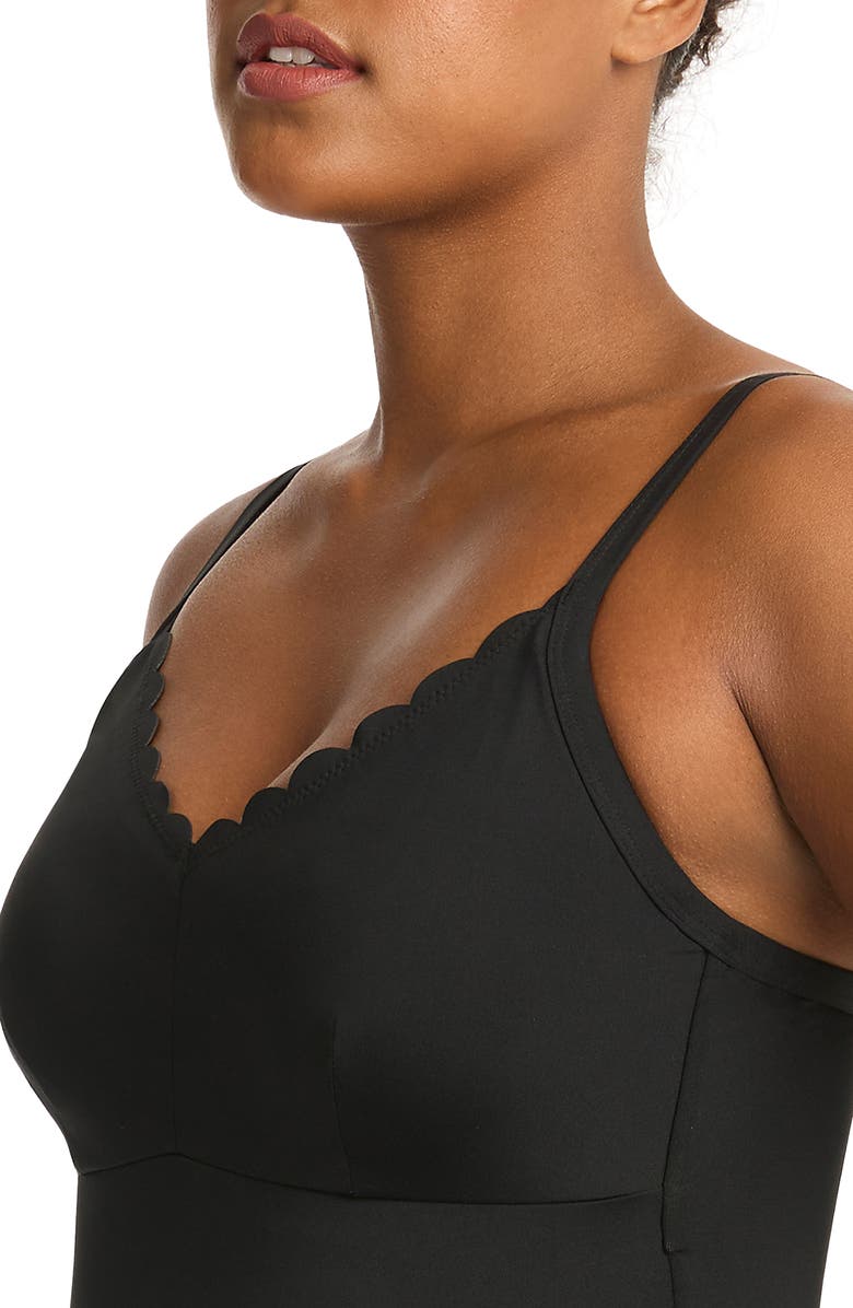 Sea Level Scalloped DD-Cup & E-Cup Underwire One-Piece Swimsuit, Alternate, color, Black