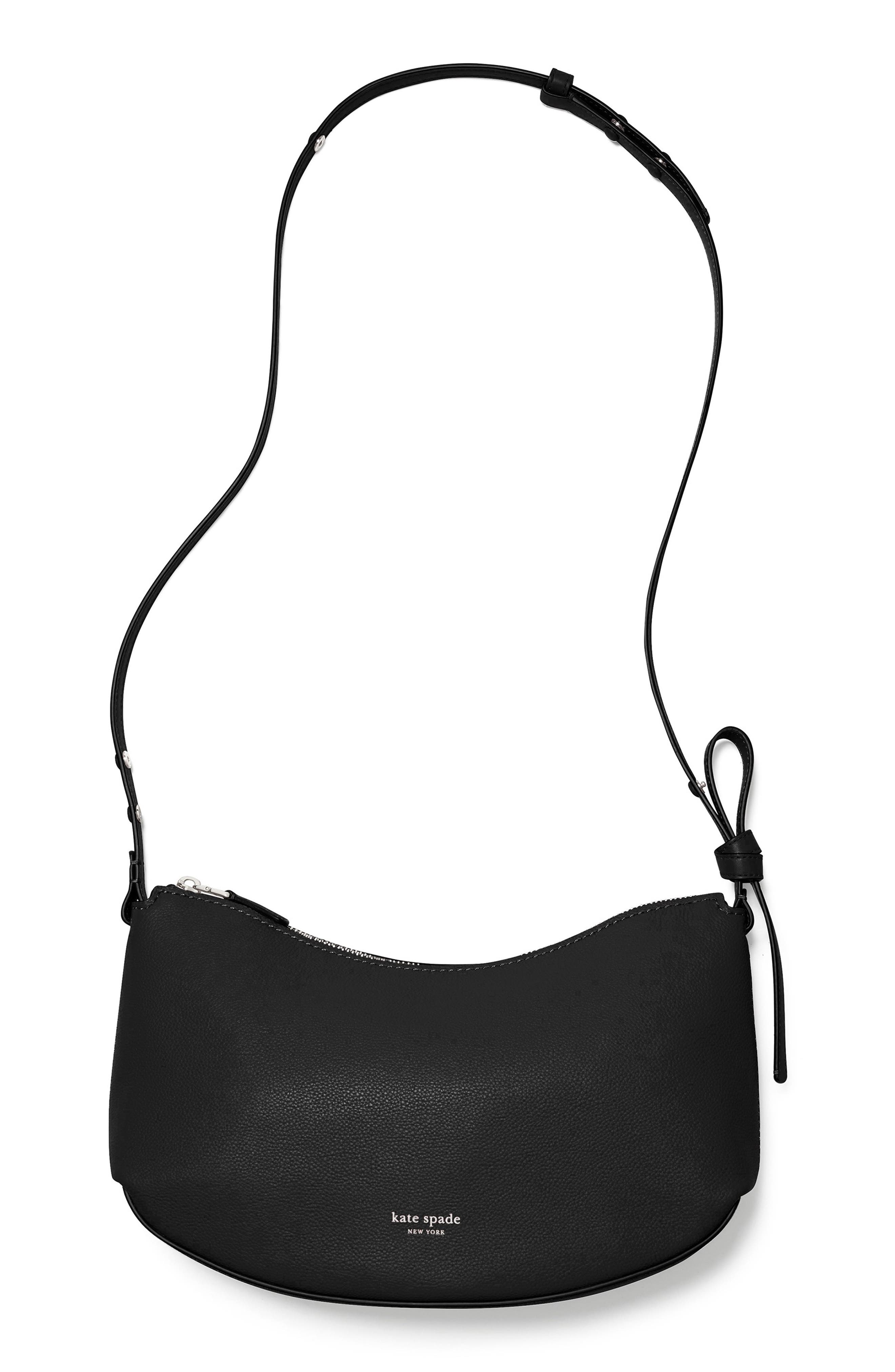 Loop Pebbled Leather Shoulder Bag, Alternate, color, BLACK