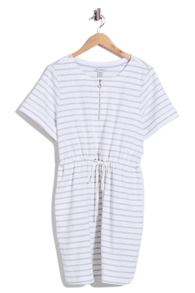 Jovanna Stripe Half Zip Dress, Main, color, WHITE SUMMER/ HEATHER GREY