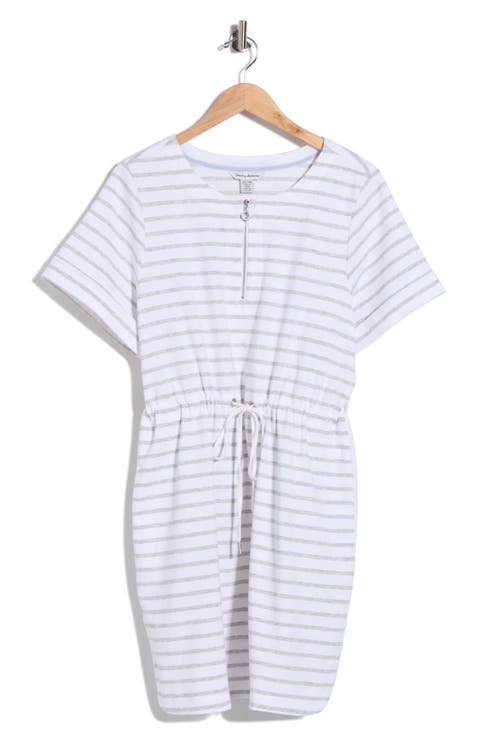 Jovanna Stripe Half Zip Dress