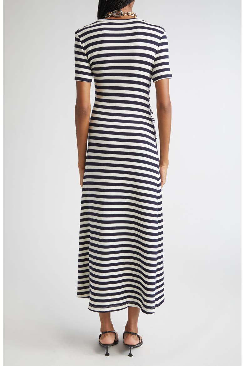 Draped Stretch Virgin Wool Midi Dress, Alternate, color, NAVY / CREAM