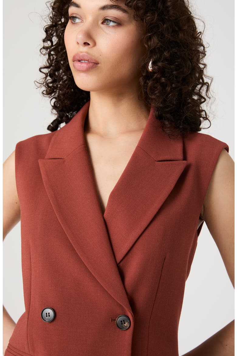 red sleeveless blazer dress Sleeveless Blazer Dress with White Buttons US 12 / EU 44 / Black / TALL