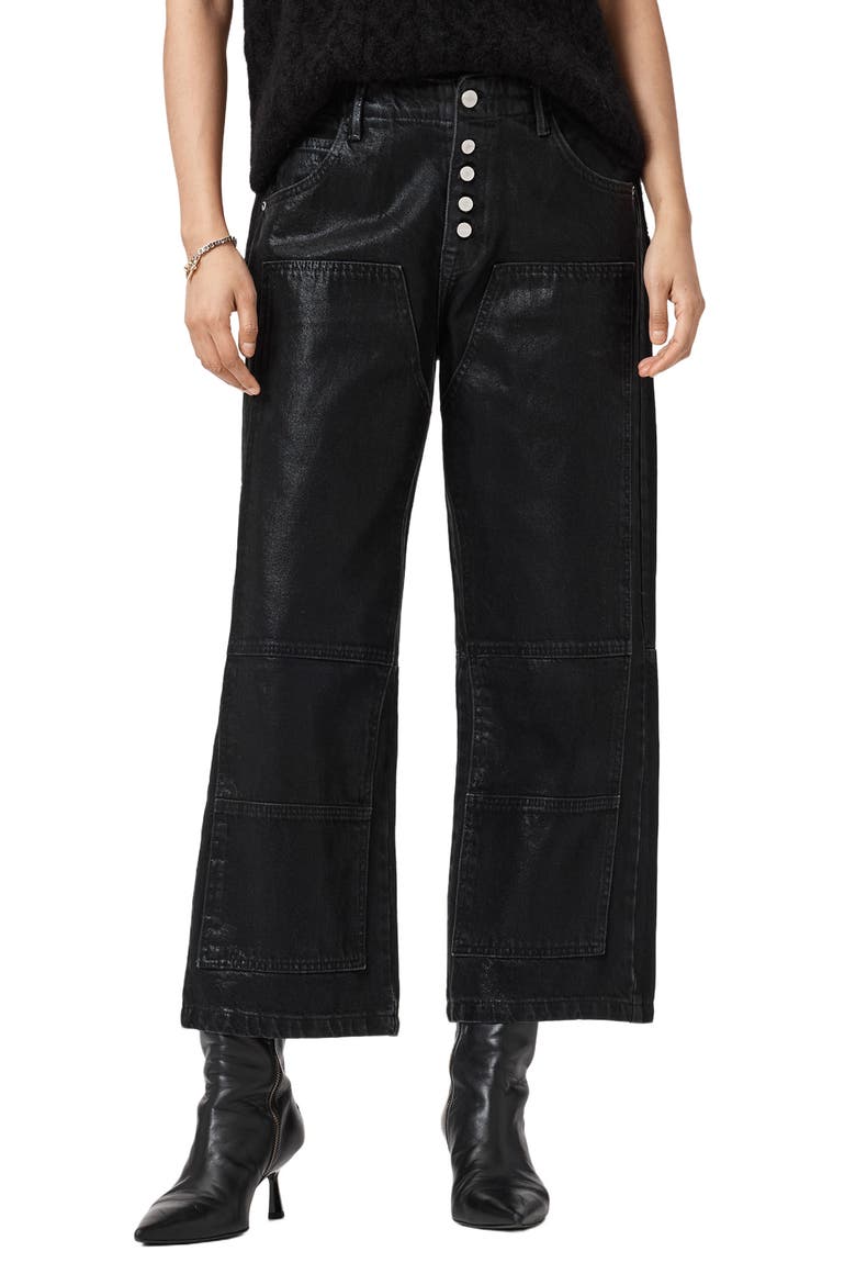 Tay Wide Leg Carpenter Jeans, Main, color, COATED BLACK