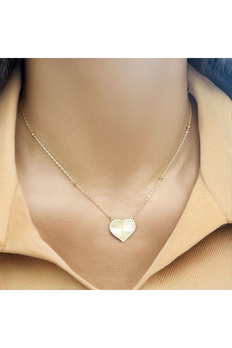 Fluted Gold Single Heart Necklace, Alternate, color, Yellow Gold