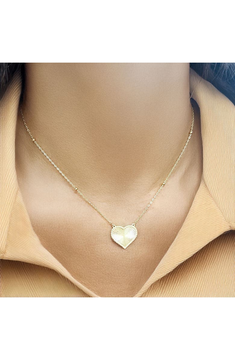 The Lovery Fine Jewelry Fluted Gold Single Heart Necklace, Alternate, color, Yellow Gold