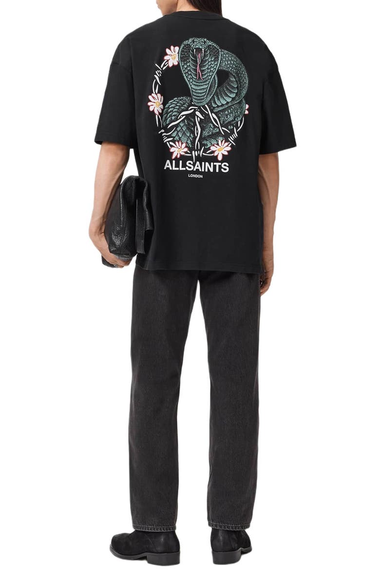 AllSaints Snakebite T-Shirt, Alternate, color, Washed Black