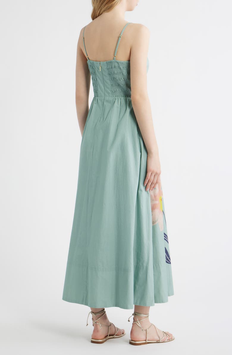 Cleobella Riley Placed Floral Organic Cotton Poplin Maxi Dress, Alternate, color, Moresco Blue Surf