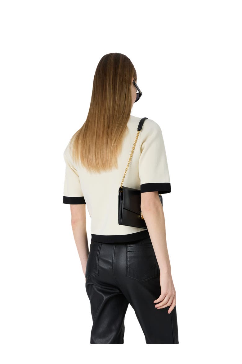 Laila Short Sleeve Round Neck Cardigan, Alternate, color, Ecru