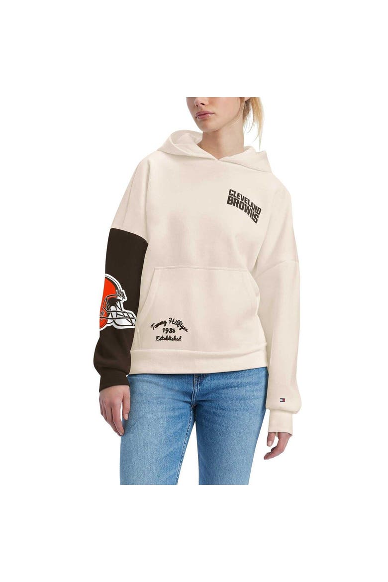 Women's Tommy Hilfiger Cream/Brown Cleveland Browns Harriet Pullover Hoodie, Main, color, Cream