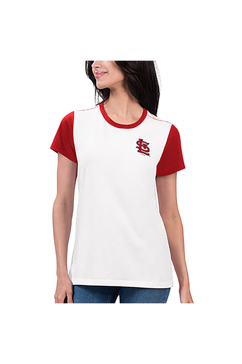 Women's G-III 4Her by Carl Banks White St. Louis Cardinals Illustration Ringer T-Shirt, Main, color, White