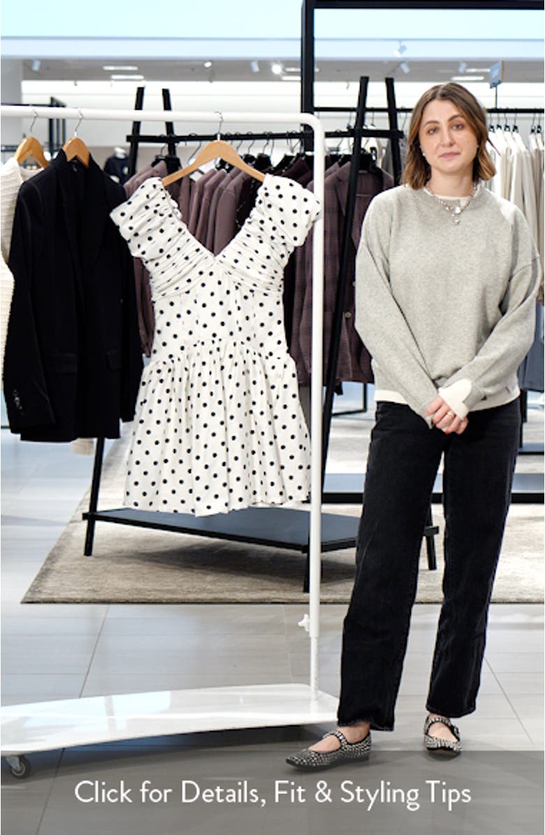 Raven Spot Polka Dot Ruched Fit & Flare Minidress, sales video thumbnail