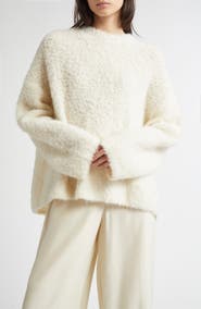 TOTEME Boxy Bouclé Alpaca Blend Sweater