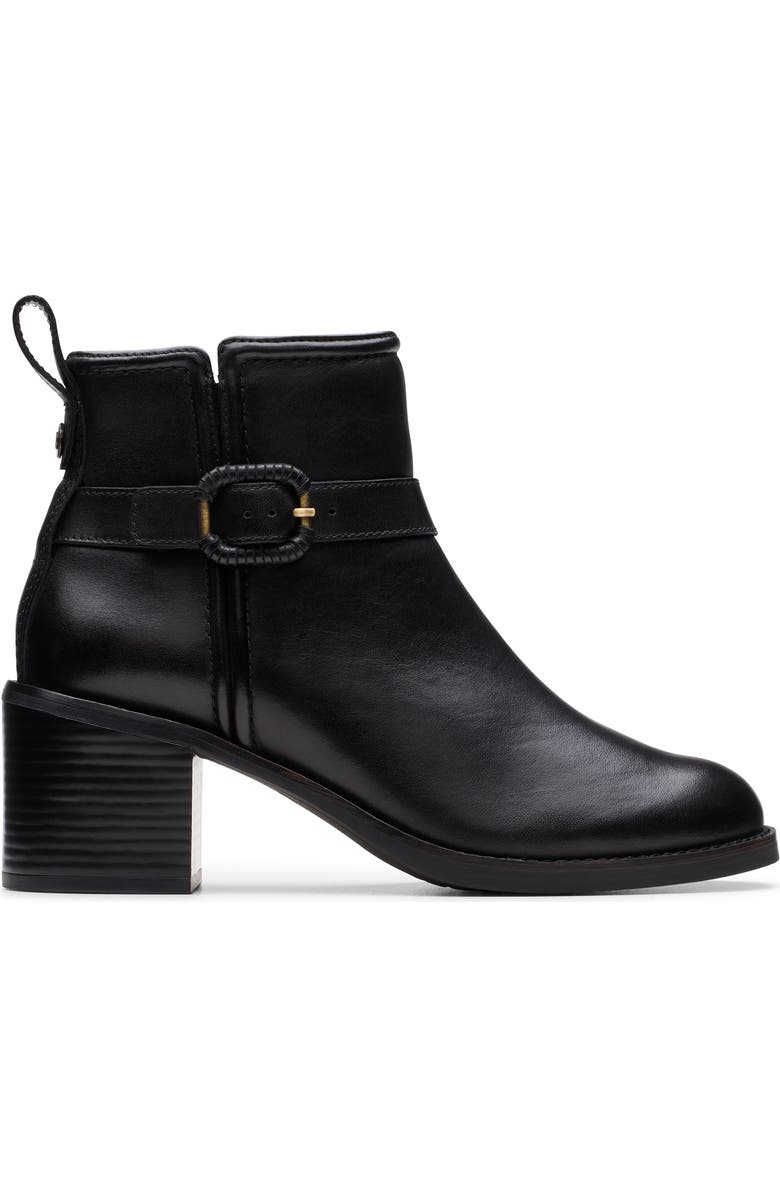 Clarks<sup>®</sup> Chamberly Trim Block Heel Boot, Alternate, color, Black Leather