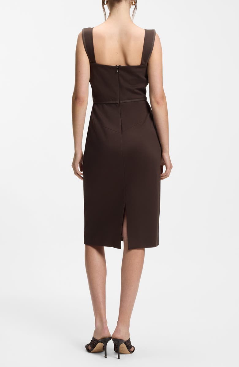 BOSS Layered Detail Slim Fit Jersey Dress, Alternate, color, Cave Brown
