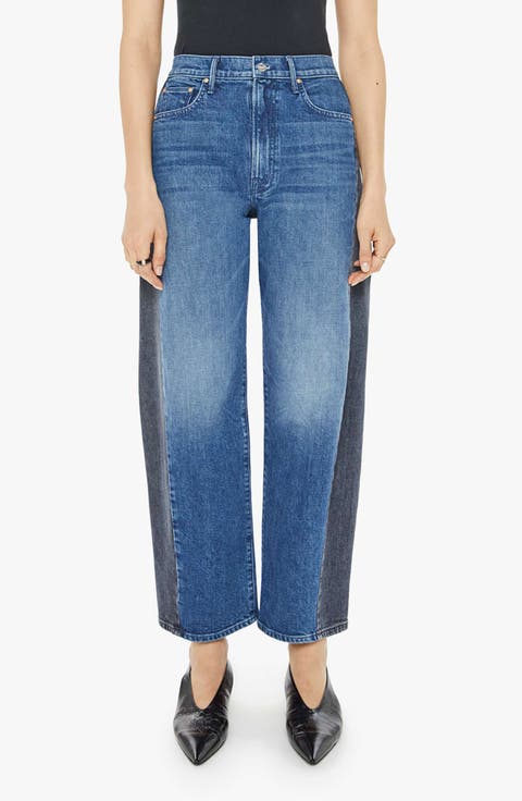 The Half Pipe Flood High Waist Ankle Wide Leg Jeans (Black and Blue)