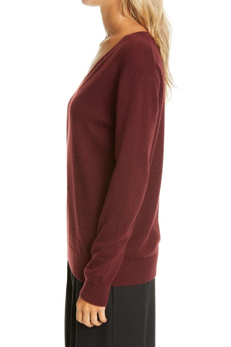 Weekend V-Neck Cashmere Sweater, Alternate, color, BLACK PLUM