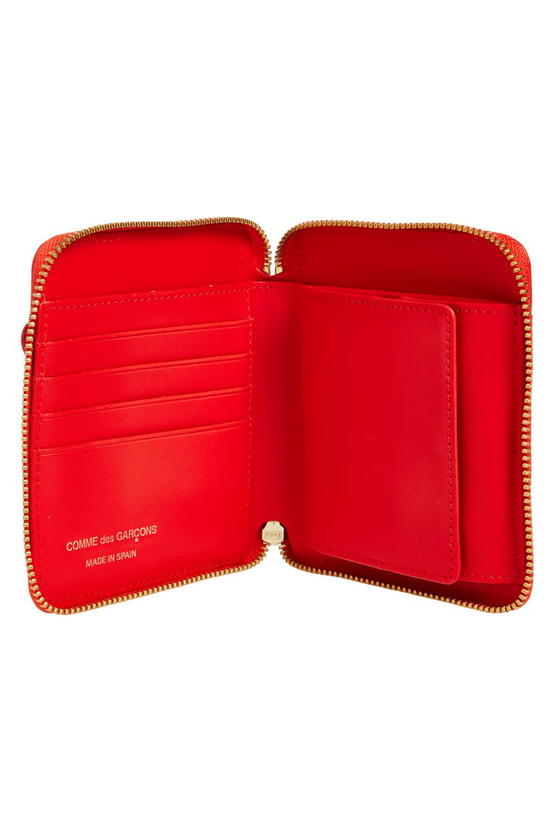 Big Bow Leather Zip Wallet, Alternate, color, RED