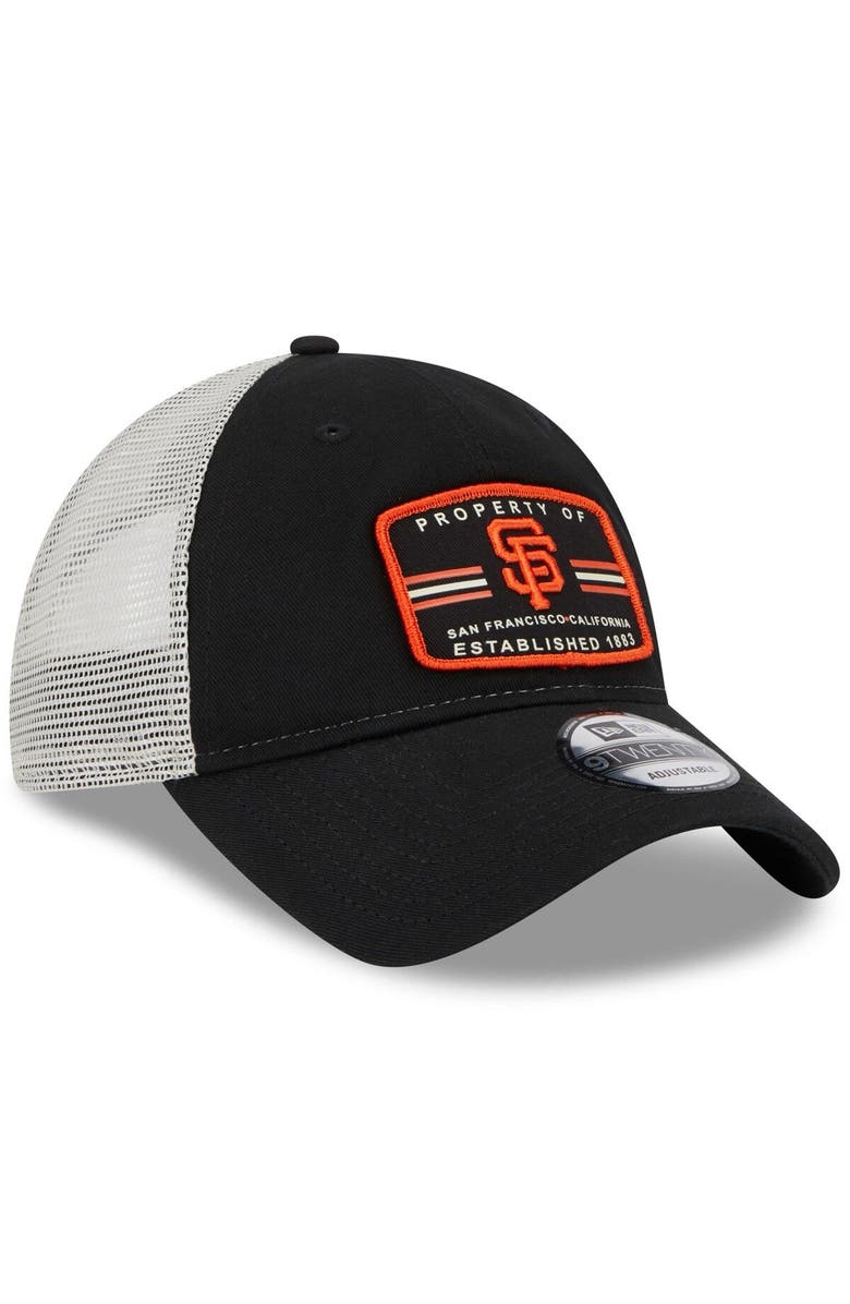 New Era Men's New Era Black San Francisco Giants Property Trucker 9TWENTY Snapback Hat, Alternate, color, Black
