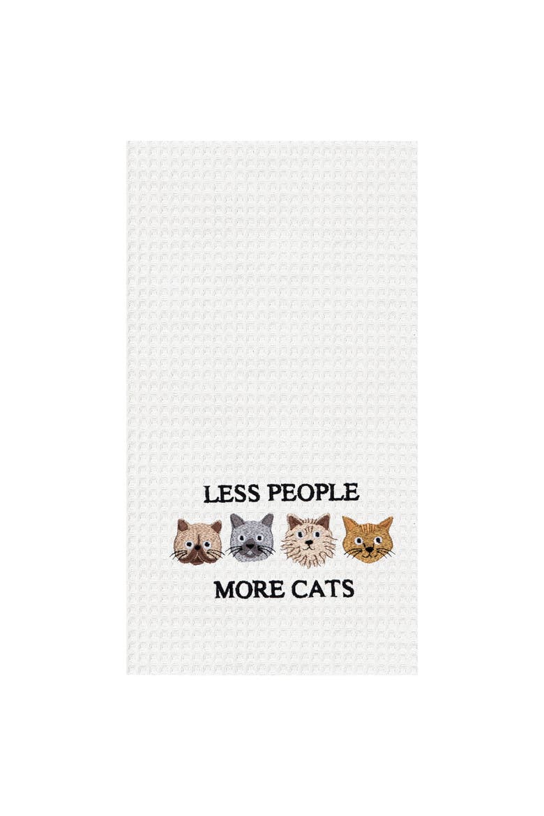 Less People More Cats Kitchen and Bathroom Embroidered Hand Towel, Main, color, Brown