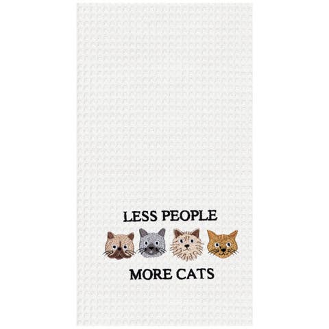 Less People More Cats Kitchen and Bathroom Embroidered Hand Towel
