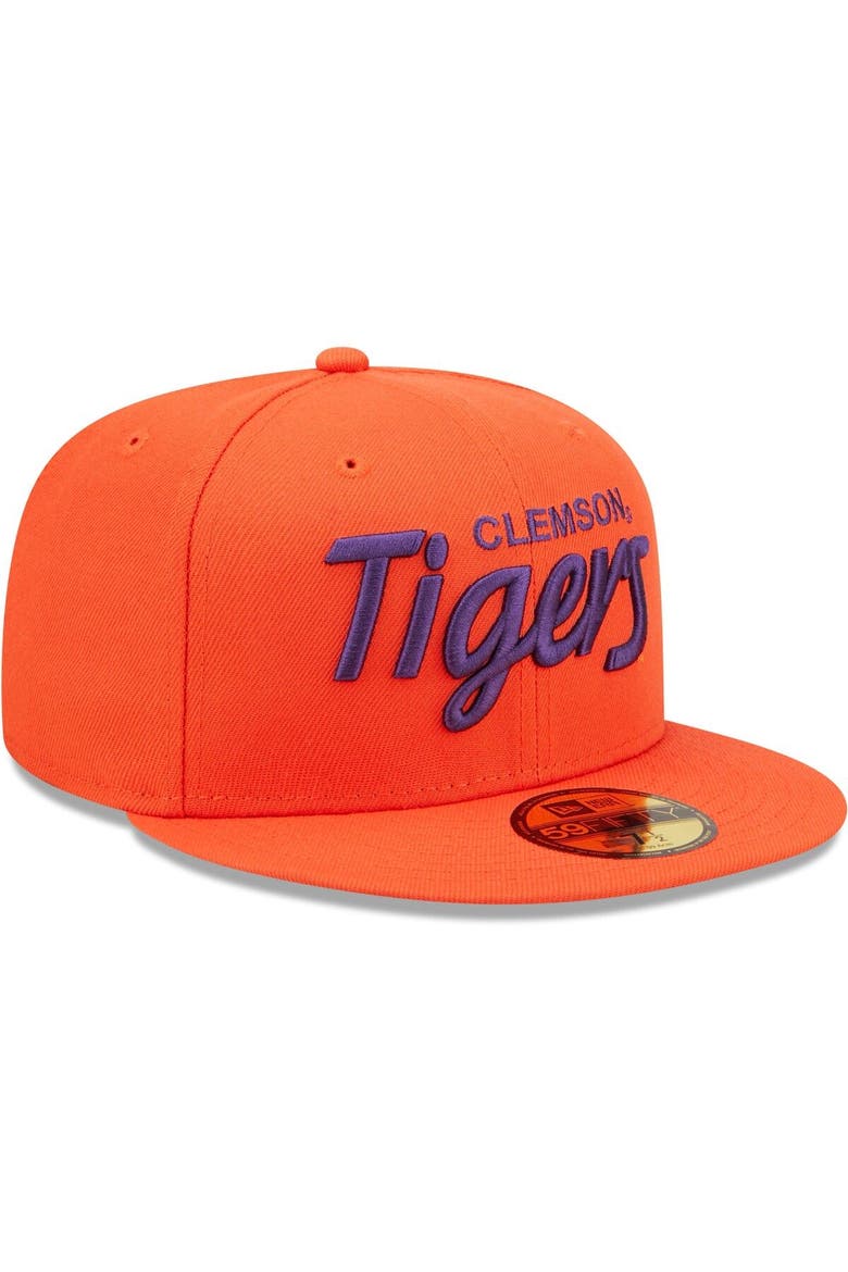 Men's New Era Orange Clemson Tigers Script Original 59FIFTY Fitted Hat, Alternate, color, Orange