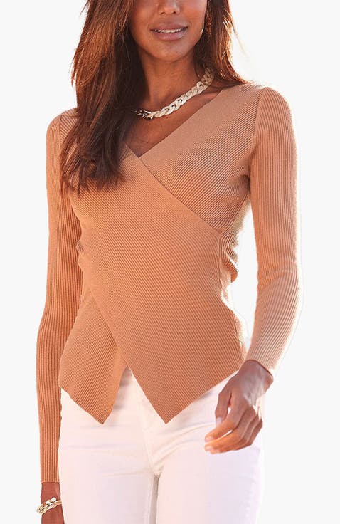 Overlapping V-Neck Sweater