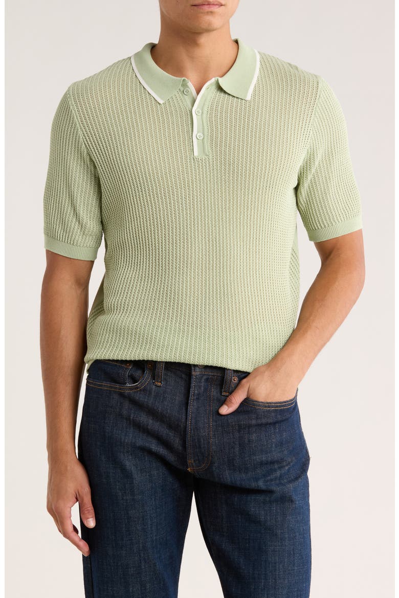 Short Sleeve Knit Sweater, Main, color, CELEDON