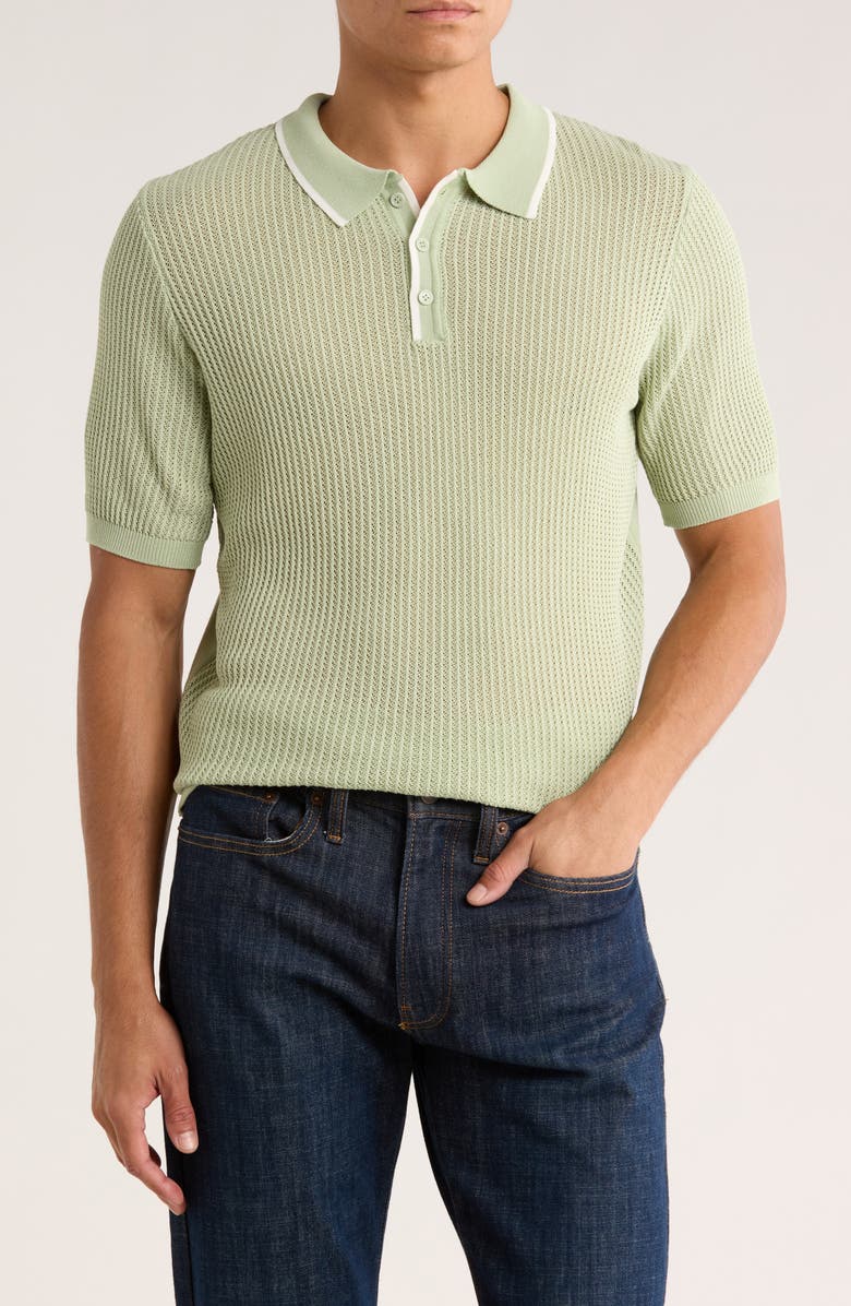 T.R. PREMIUM Short Sleeve Knit Sweater, Main, color, Celedon