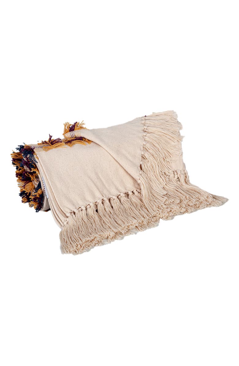 PARKLAND COLLECTION Tomoko Fringe Throw Blanket, Alternate, color, Beige Multi
