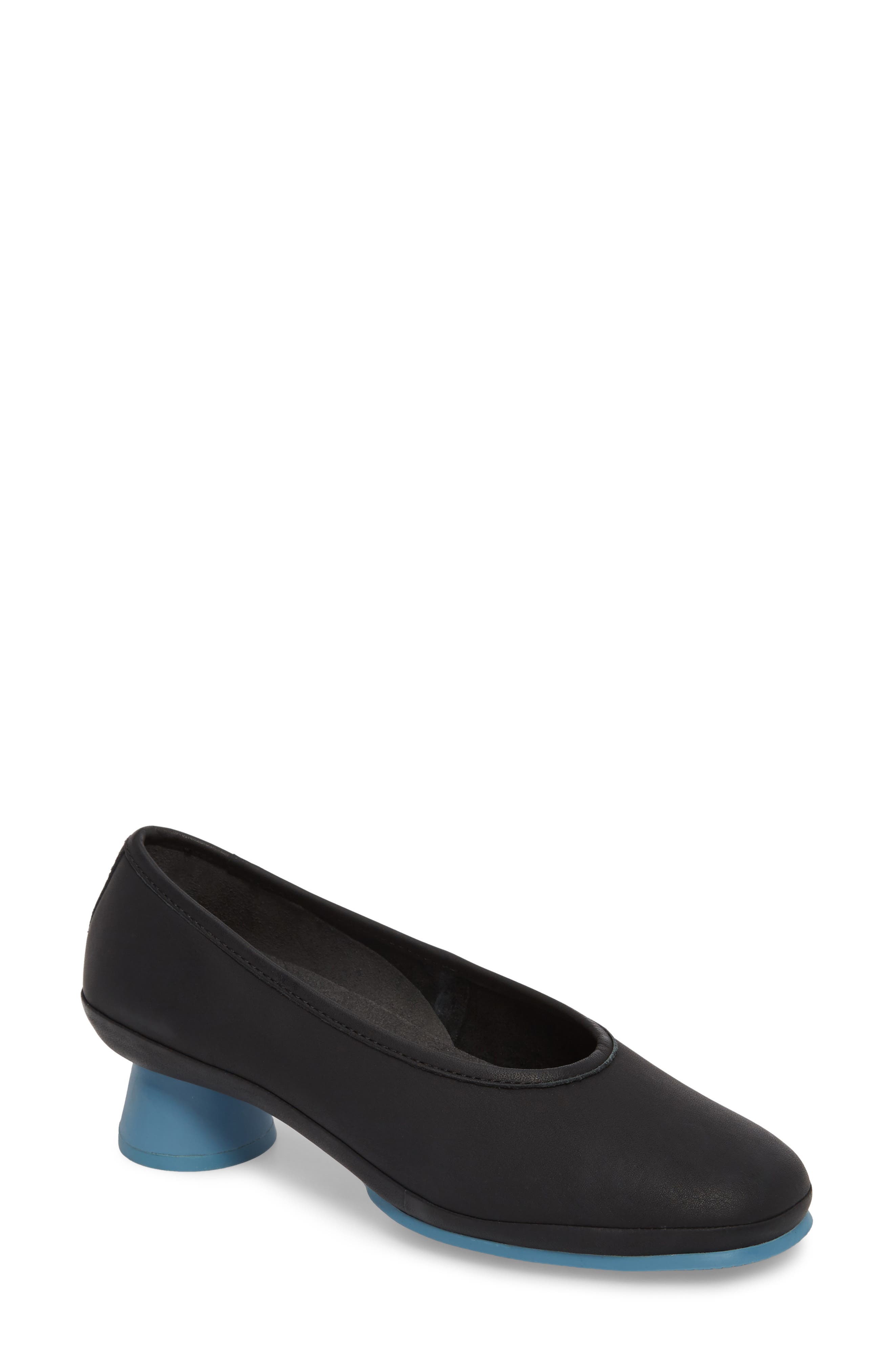 Alright Cone Heel Pump, Main, color, BLACK LEATHER