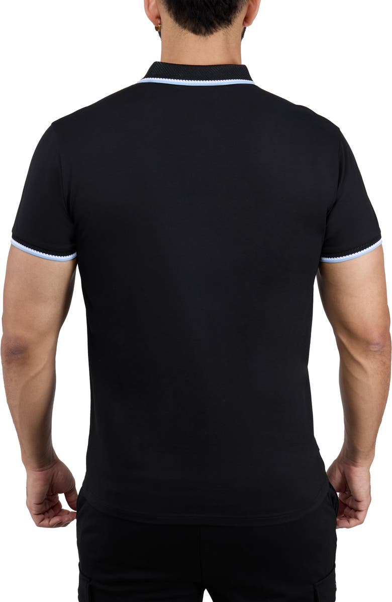 XRAY Texture Cotton Knit Polo, Alternate, color, Black/ Light Blue