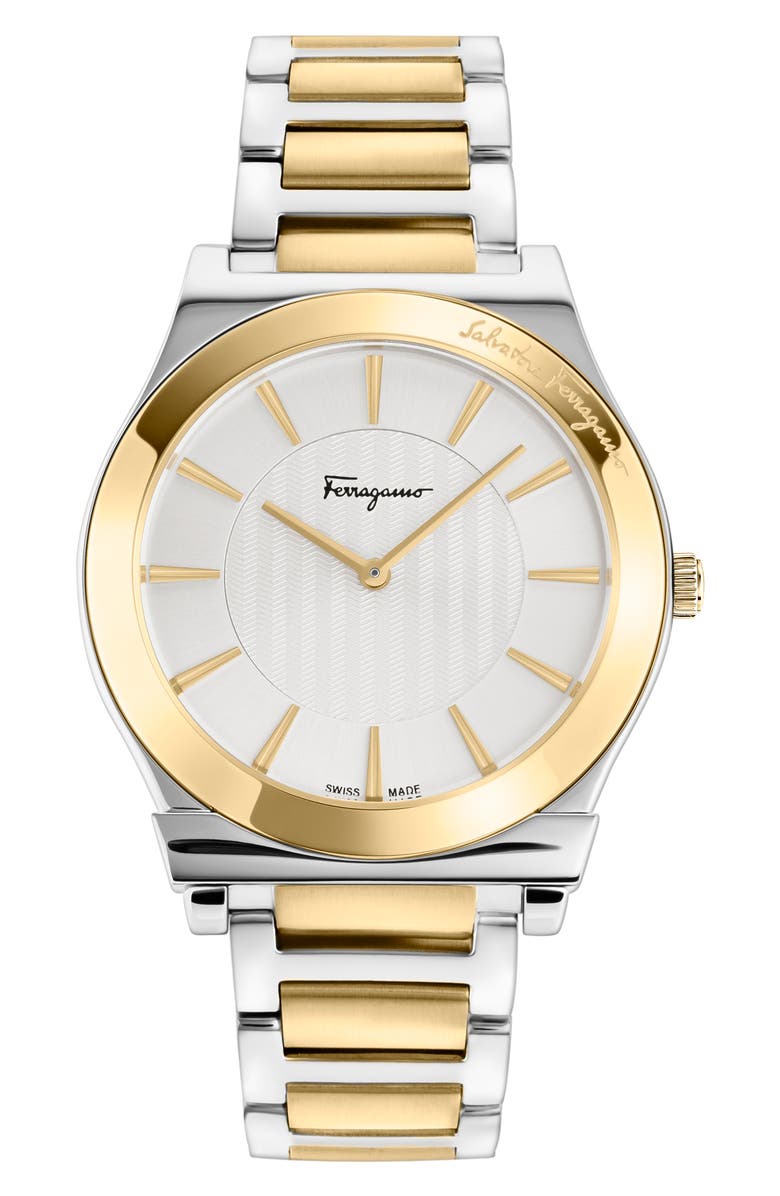 FERRAGAMO 1898 Two-Tone Bracelet Watch, 41mm, Main, color, 