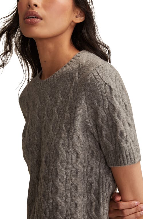 Lucky Brand Cloud Soft Cable Stitch Short Sleeve Sweater In Gray