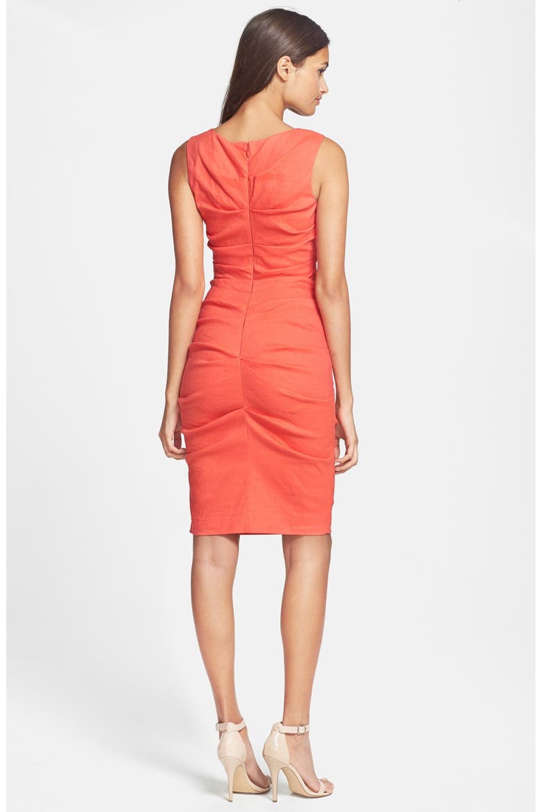 Stretch Linen Sheath Dress, Alternate, color, TERRACOTTA