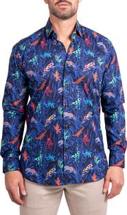 Maceoo Fibonacci Ascension 0213 Jungle Print Contemporary Fit Button-Up Shirt
