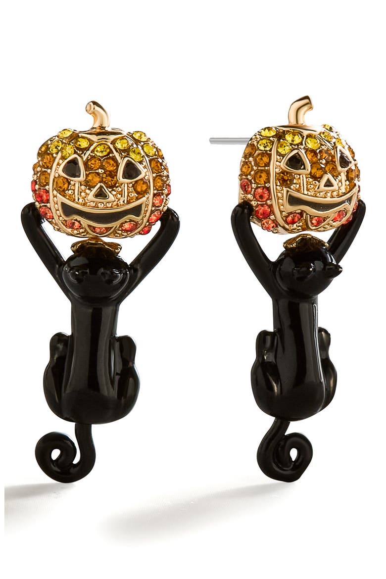 Purranormal Activity Cat Drop Earrings, Main, color, BLACK
