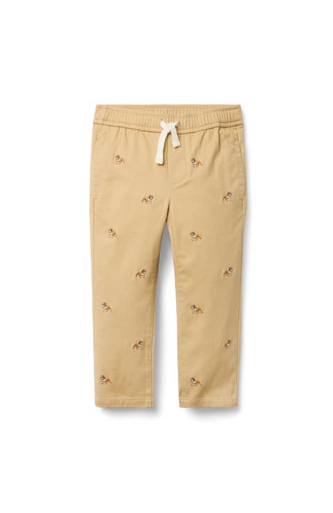 Embroidered Bulldog Twill Jogger (Toddler)