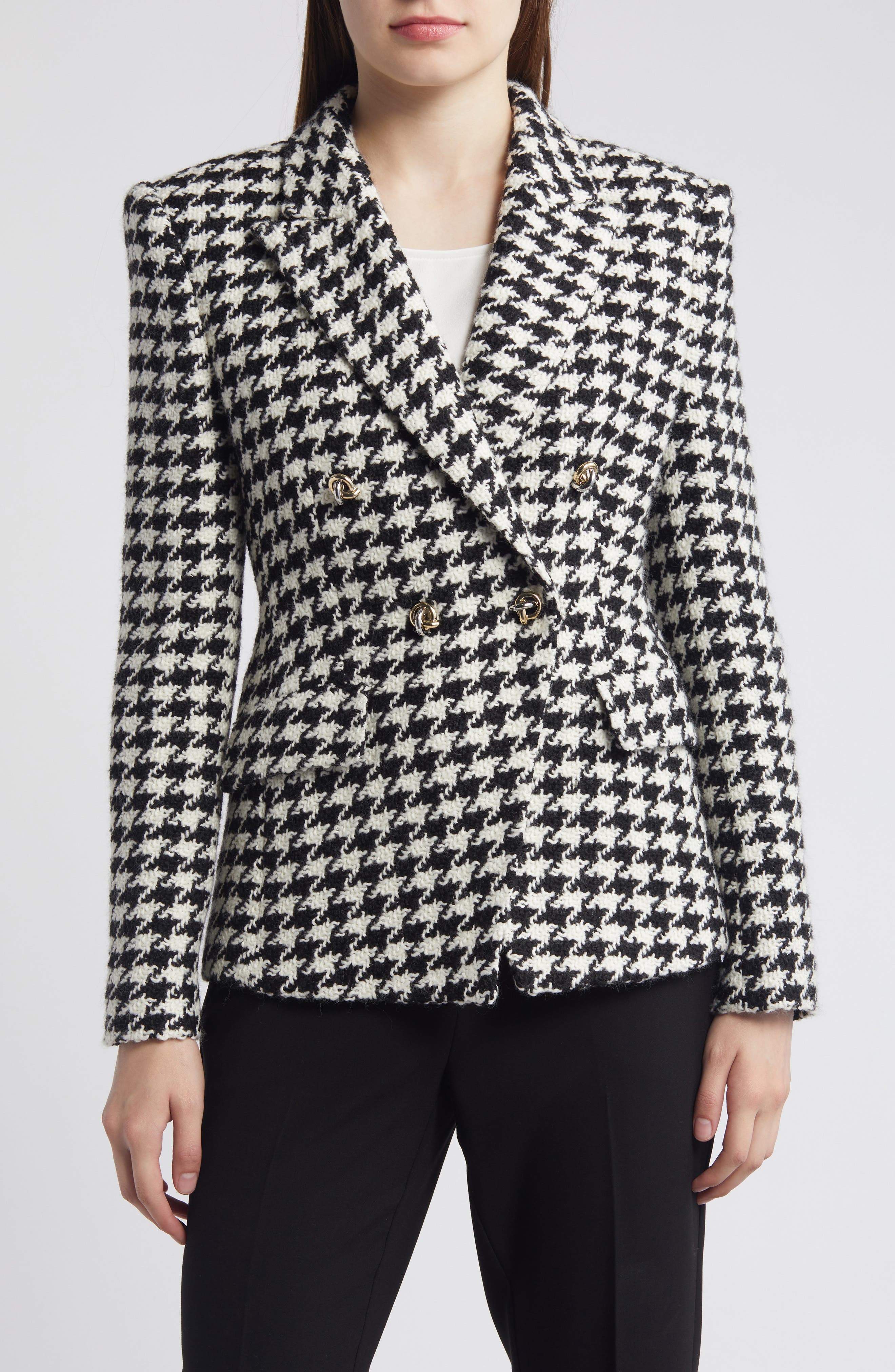 BOSS Jia Houndstooth Double Breasted Blazer