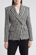 BOSS Jia Houndstooth Double Breasted Blazer
