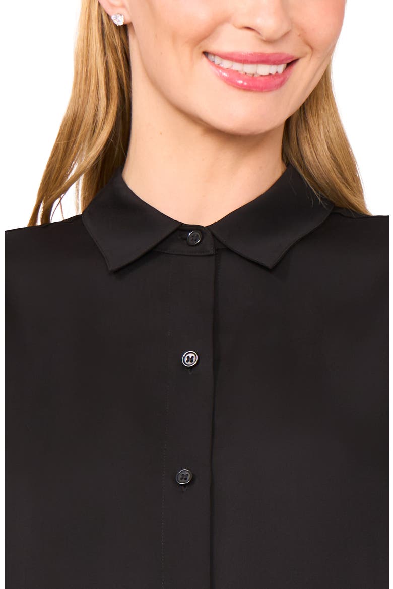 Long Sleeve Georgette Button-Up Shirt, Alternate, color, RICH BLACK
