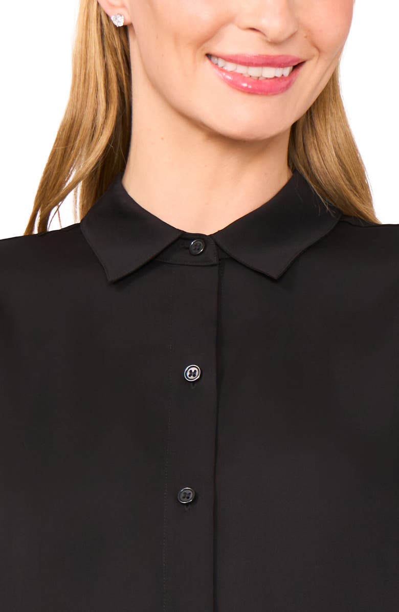 Ted Baker Long Sleeve Georgette Button-Up Shirt, Alternate, color, Rich Black