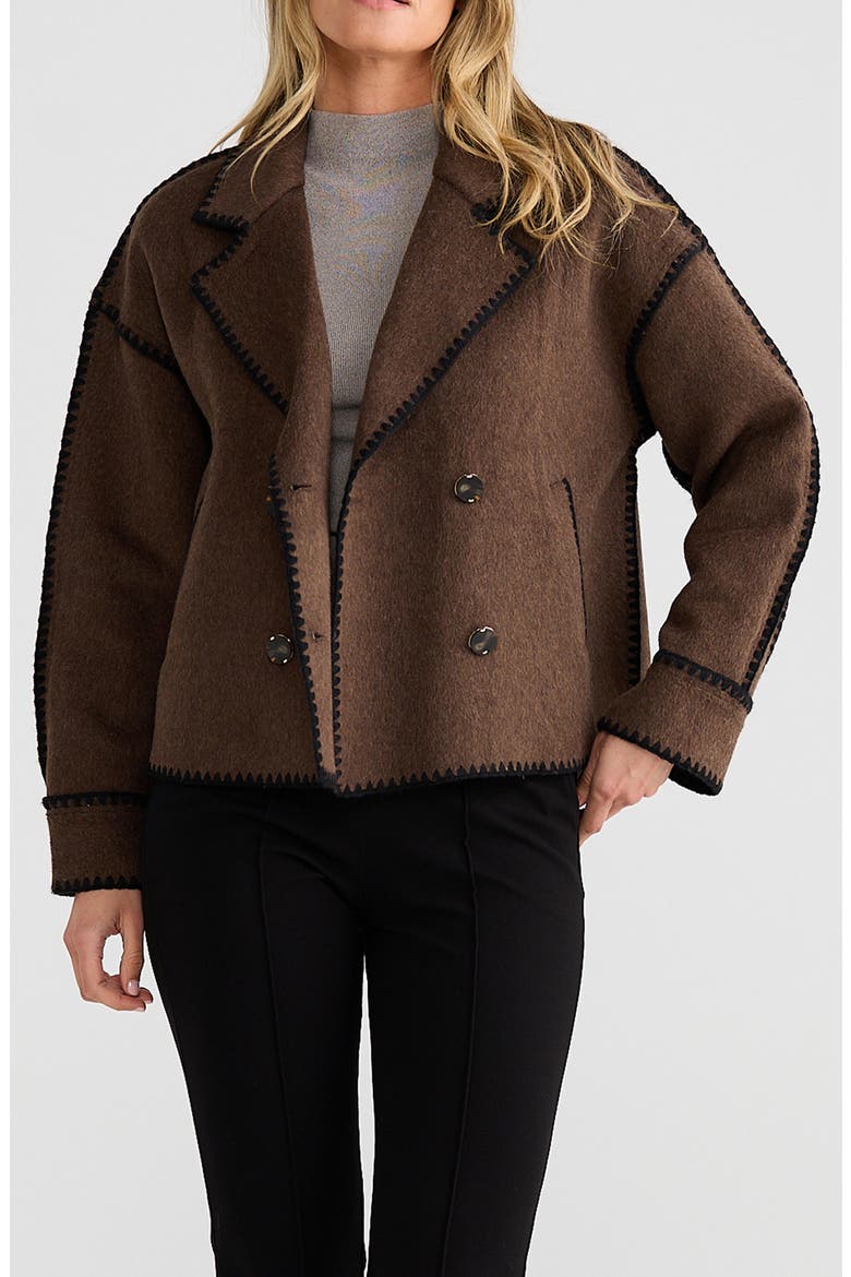 Briony Whipstitch Detail Jacket, Main, color, CHOCOLATE