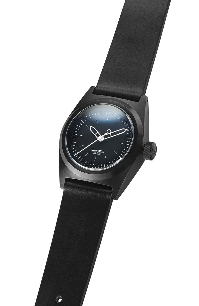 UNIMATIC Modello Due Automatic Leather Strap Field Watch, 36mm x 39mm, Alternate, color, 