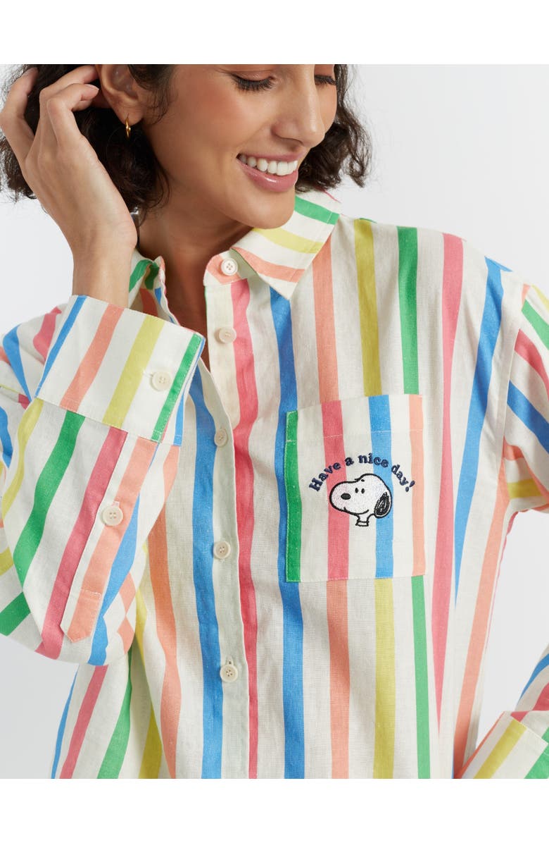 Chinti & Parker Linen Snoopy Stripe Shirt, Alternate, color, 