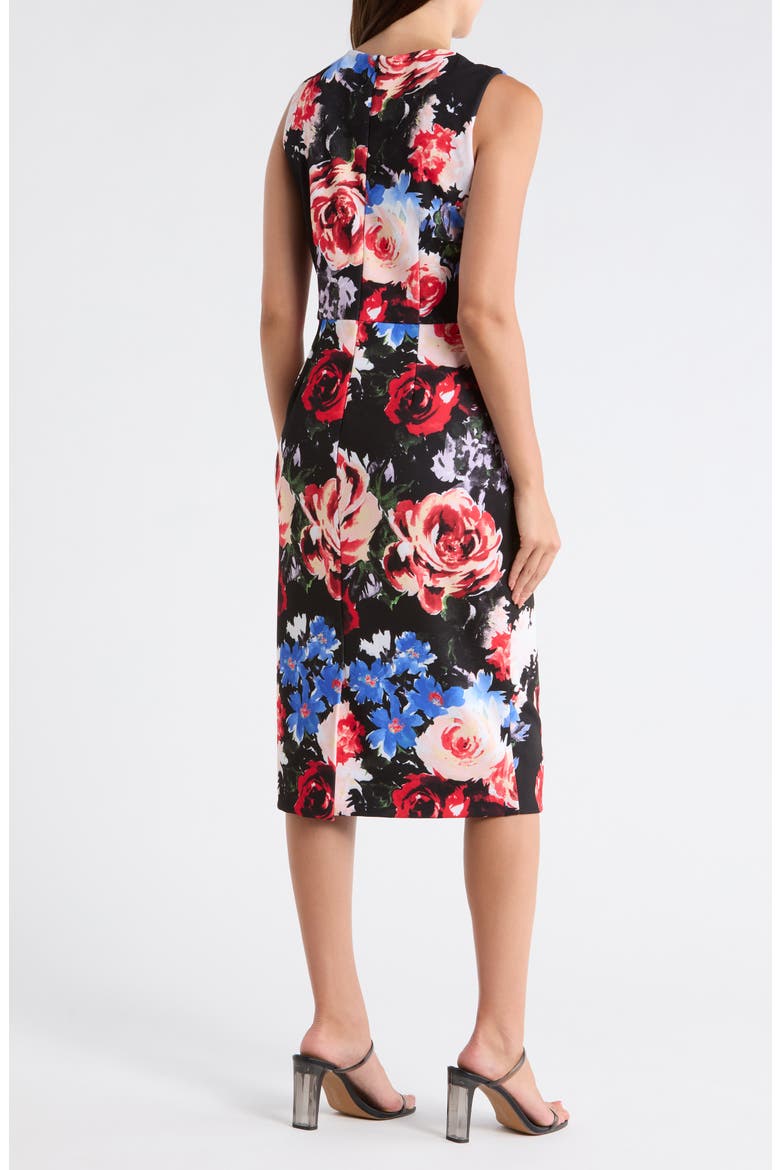 Floral Twist Front A-Line Dress, Alternate, color, BLACK MULTI