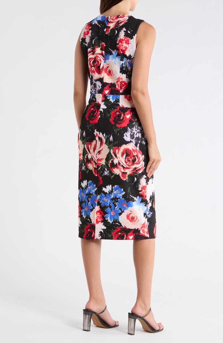Julia Jordan Floral Twist Front A-Line Dress, Main, color, Black Multi