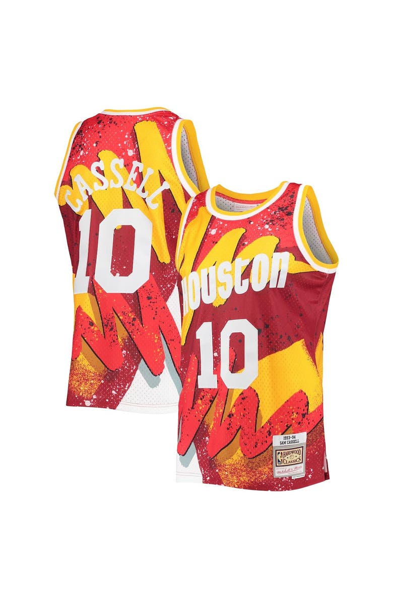 Mitchell & Ness Men's Mitchell & Ness Sam Cassell Red Houston Rockets Hardwood Classics 1993/94 Hyper Hoops Swingman Jersey, Alternate, color, 