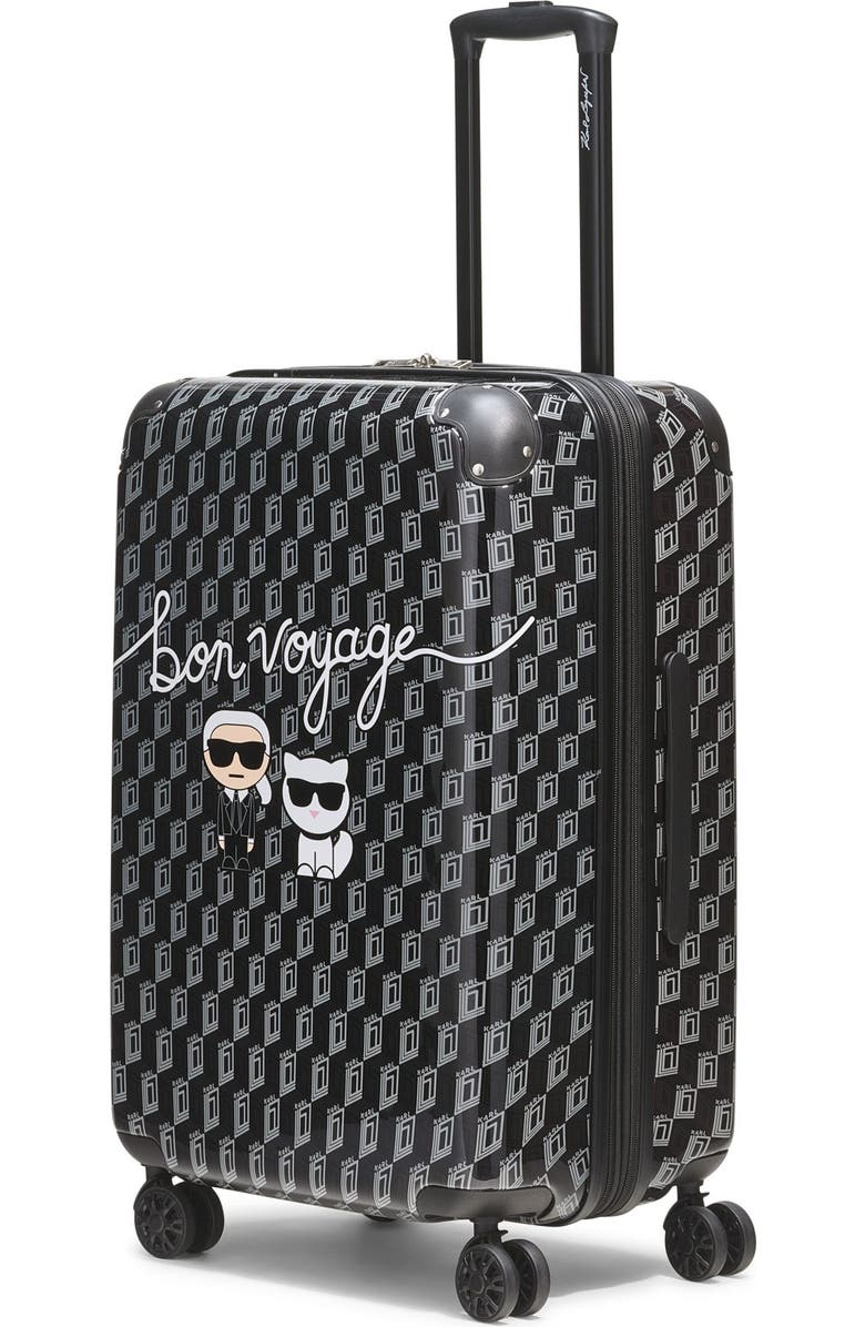 KARL LAGERFELD Bon Voyage Upright Suitcase, Alternate, color, Black/Grey