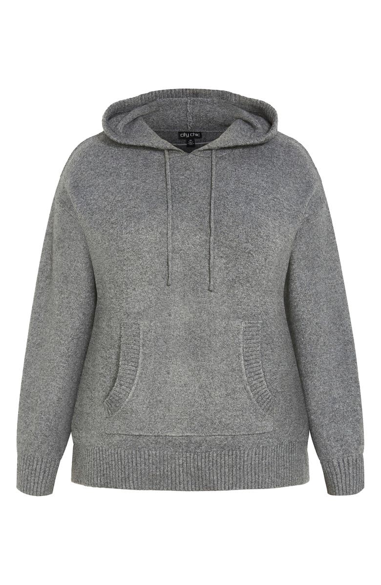 City Chic Ally Sweater Hoodie, Alternate, color, Grey